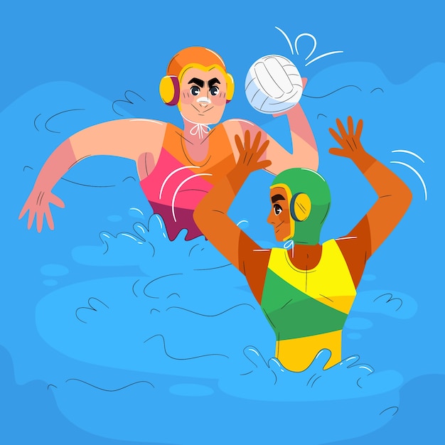 Free Vector hand drawn people playing water polo illustration