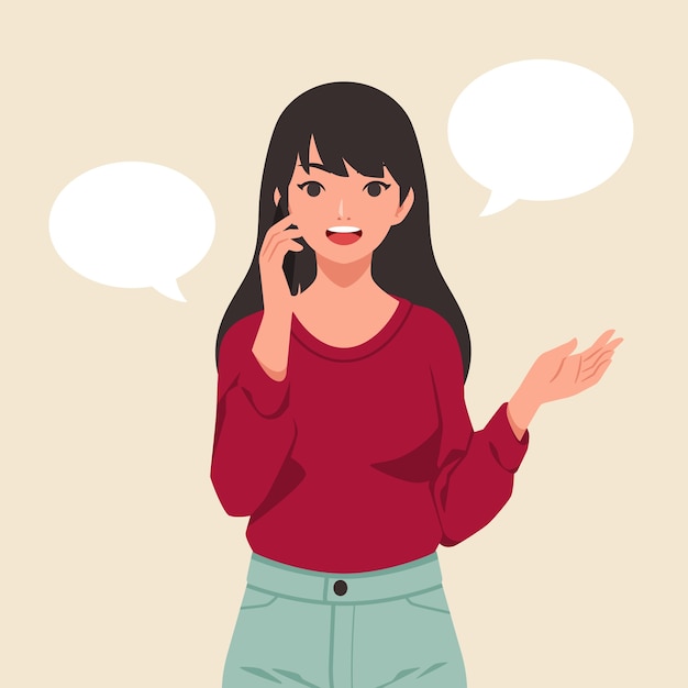 Free Vector hand drawn people talking on the phone illustration