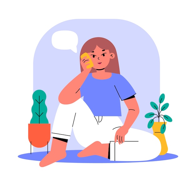 Free Vector hand drawn people talking on the phone illustration