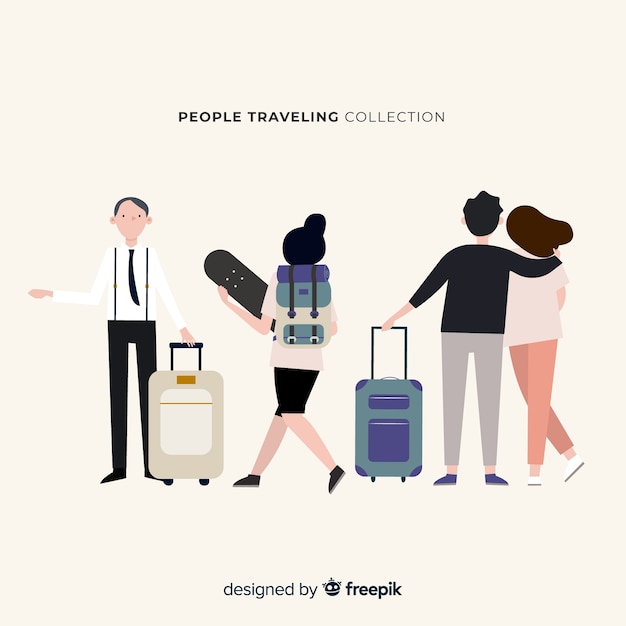 Hand drawn people travelling collection