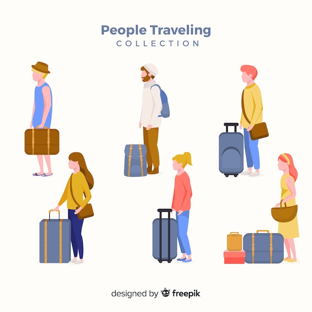 Hand drawn people travelling set