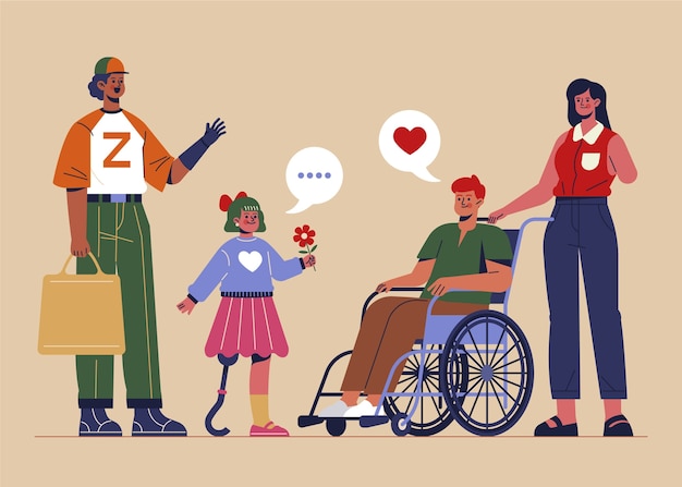 Free Vector hand drawn people with disabilities illustrated