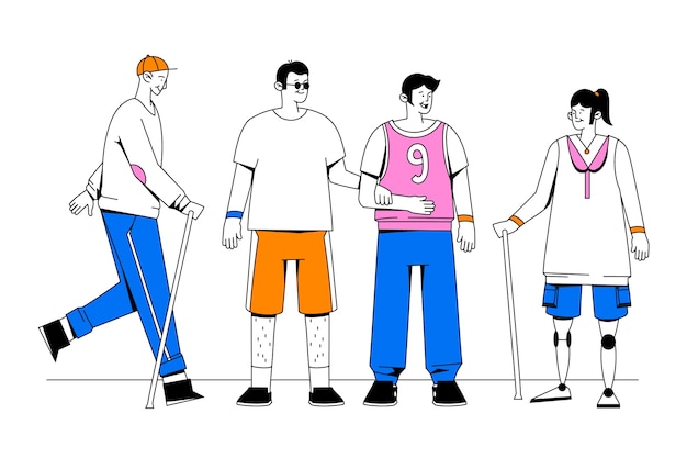 Free Vector hand drawn people with disabilities illustration