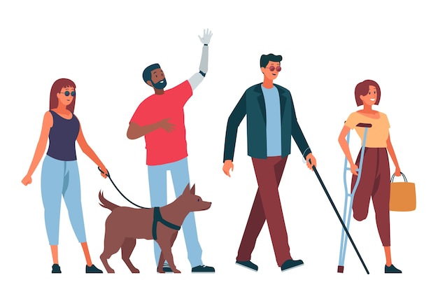 Free Vector hand drawn people with disabilities illustration