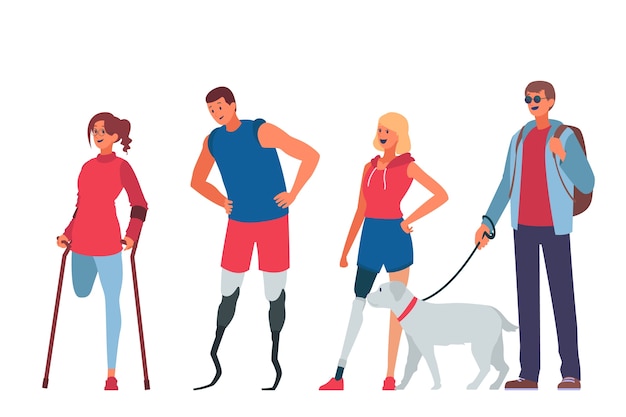 Free vector hand drawn people with disabilities illustration