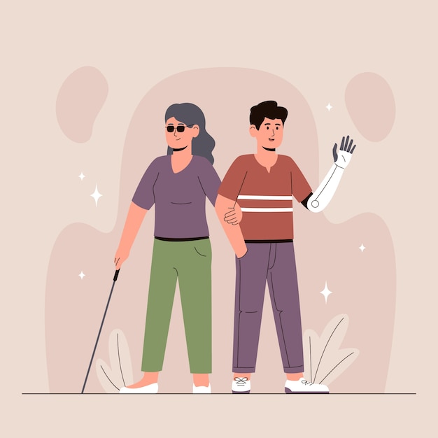 Free Vector hand drawn people with disabilities illustration