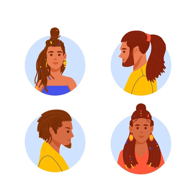 Hand drawn people with dreadlocks illustration