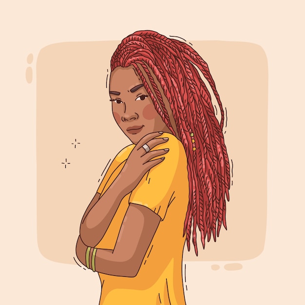 Free Vector hand drawn people with dreadlocks illustration