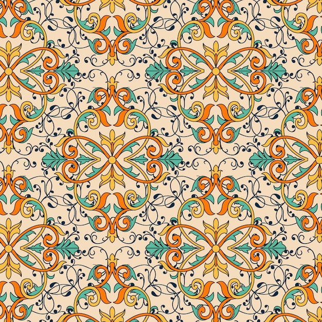 Free vector hand drawn persian carpet pattern design