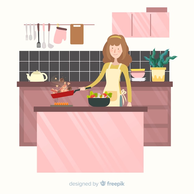 Free Vector hand drawn person cooking background