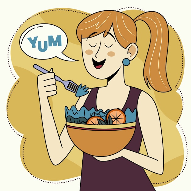 Free Vector hand drawn person eating illustration