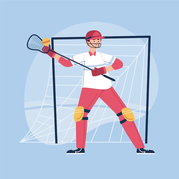 Free vector hand drawn person playing lacrosse illustration