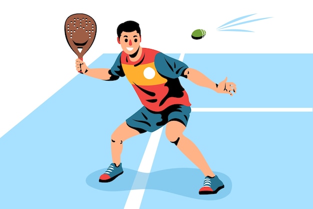 Hand drawn person playing padel illustration