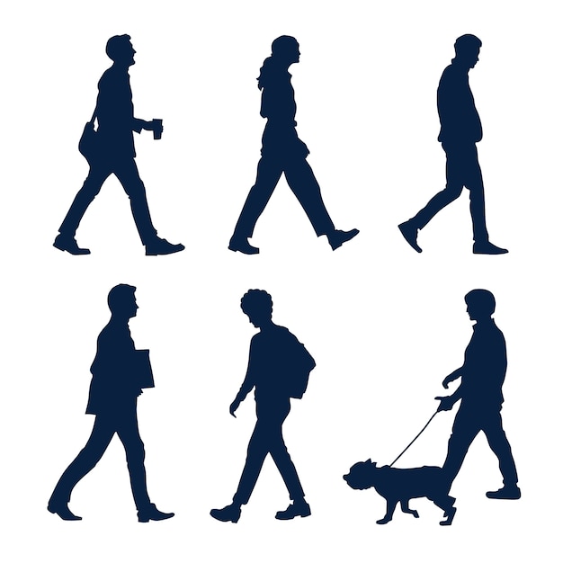 Free vector hand drawn person walking silhouette