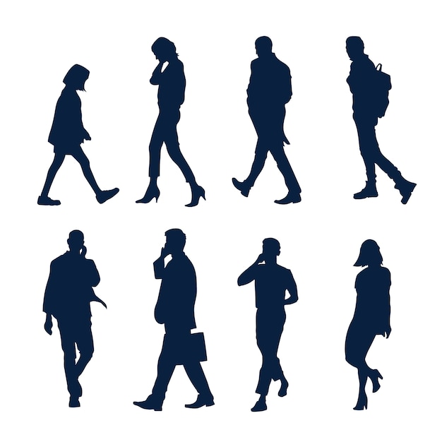 Free Vector hand drawn person walking silhouette