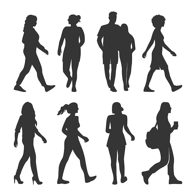 Free Vector hand drawn person walking silhouette