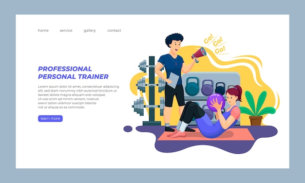 Hand drawn personal trainer landing page