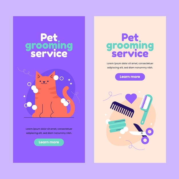 Hand drawn pet grooming banner template