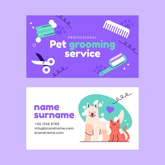 Hand drawn pet grooming business card design