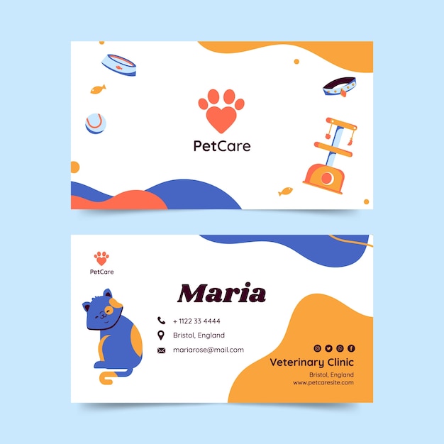 Hand drawn pet grooming business card template