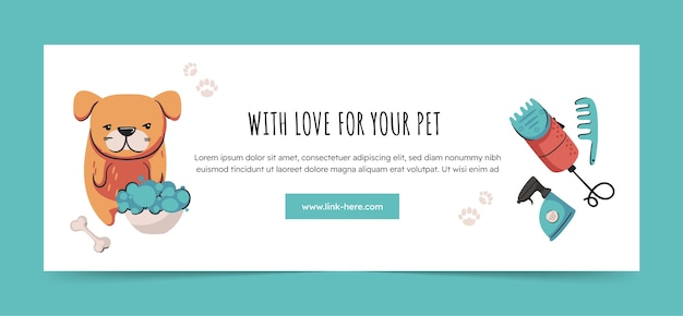 Free Vector hand drawn pet grooming  facebook cover