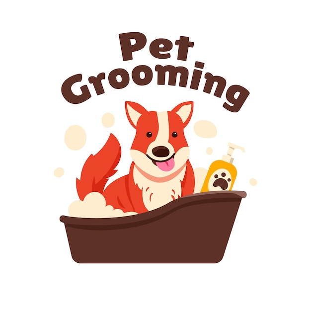 Free vector hand drawn pet grooming logo design