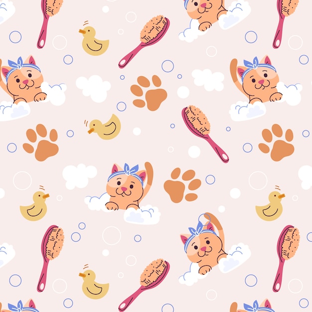 Free Vector hand drawn pet grooming pattern