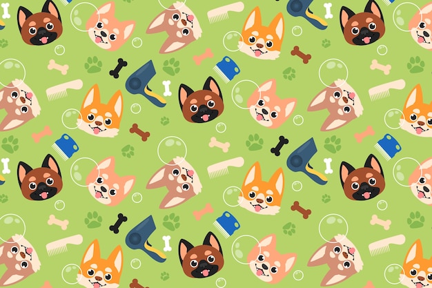 Free Vector hand drawn pet grooming pattern