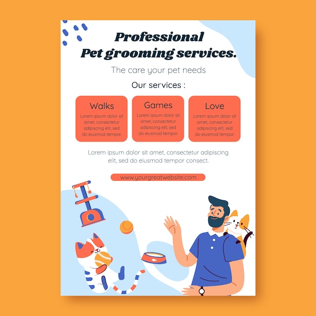 Hand drawn pet grooming poster design