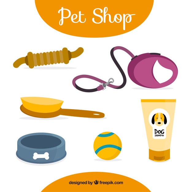 Free vector hand drawn pet shop accessories