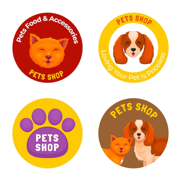 Hand drawn pet shop badges  design