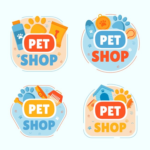 Hand drawn pet shop badges template