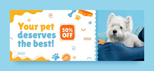 Hand drawn pet shop facebook cover template