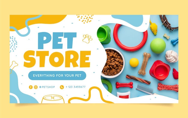 Hand drawn pet shop facebook template