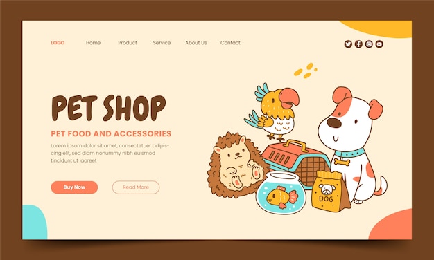 Hand drawn pet shop landing page