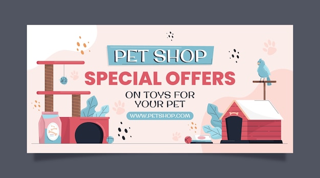 Free Vector hand drawn pet shop sale banner