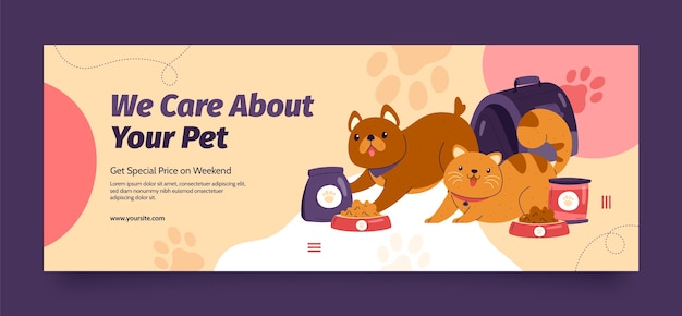 Hand drawn pet shop template design