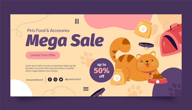 Hand drawn pet shop template design