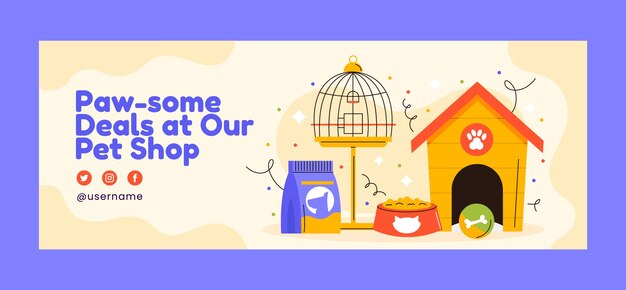 Hand drawn pet shop template design