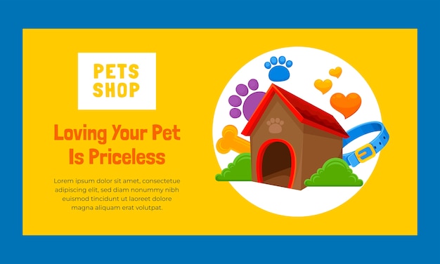 Hand drawn pet shop template design