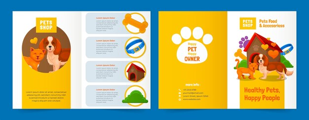 Hand drawn pet shop template design