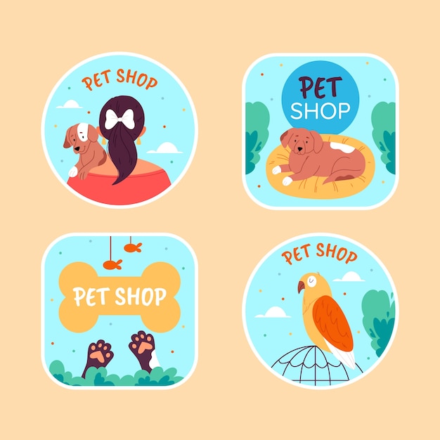 Free Vector hand drawn pet shop template