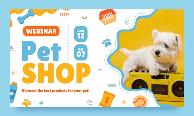 Hand drawn pet shop webinar template