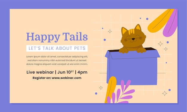 Hand drawn pet shop webinar template