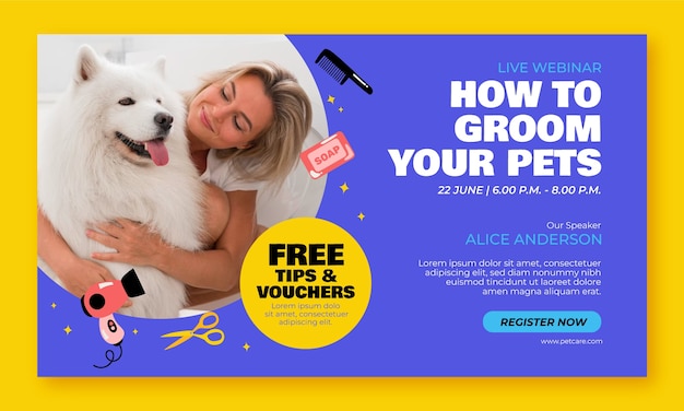 Free Vector hand drawn pet shop webinar template