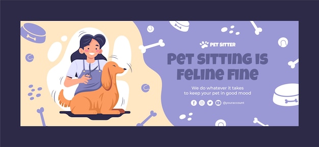 Hand drawn pet sitting facebook cover