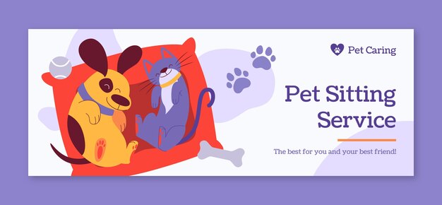 Hand drawn pet sitting job  facebook cover