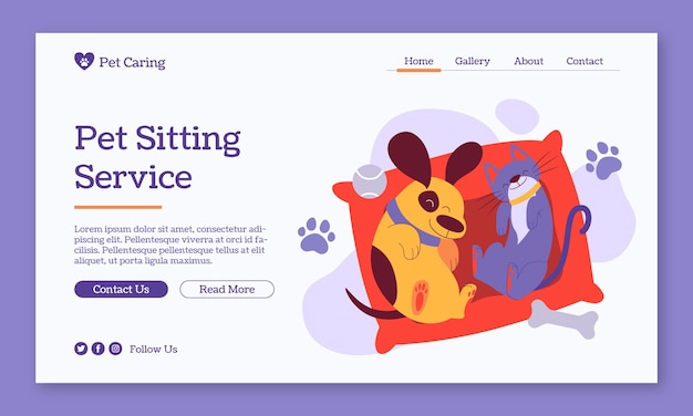 Hand drawn pet sitting job landing page