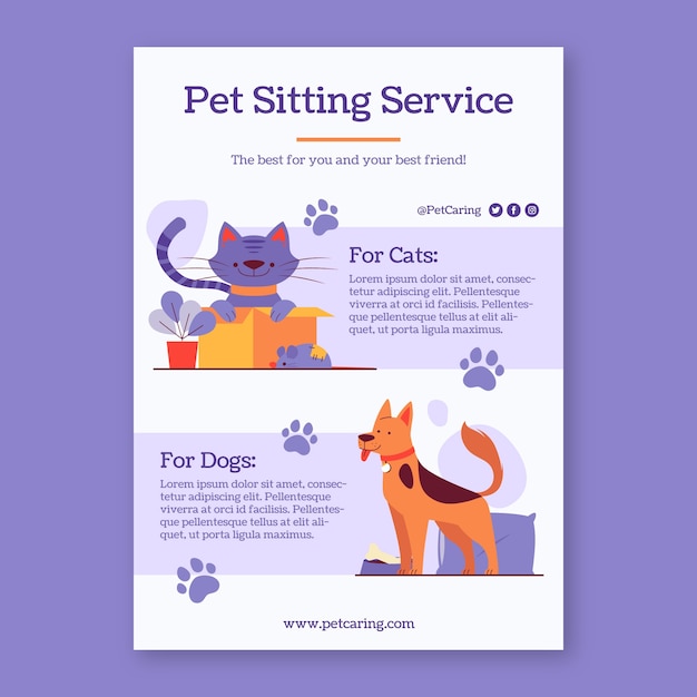 Free Vector hand drawn pet sitting job poster