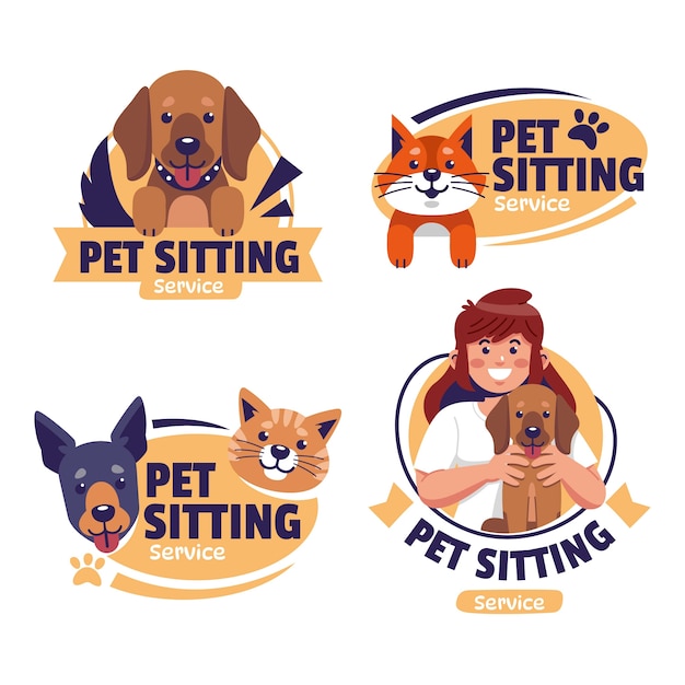 Hand drawn pet sitting label pack